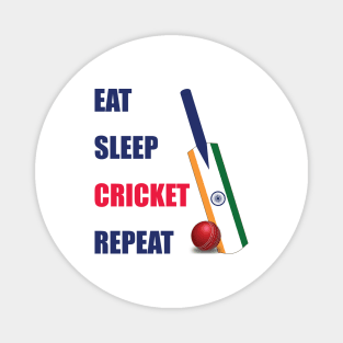 Eat Sleep Cricket Repeat India Flag Cricket Bat Magnet